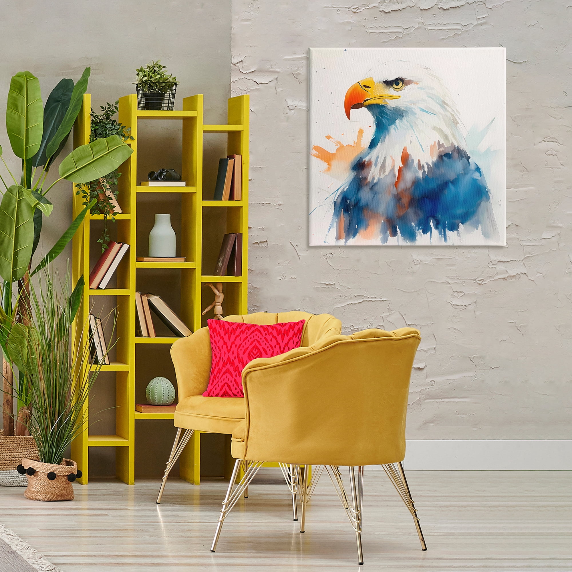 Stupell Industries Eagle with Strong Gaze Animals & Insects Painting Gallery Wrapped Canvas Art Print Wall Art, 30 x 30