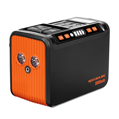 ROCKSOLAR Portable Power Station RS81 MAX - 111Wh Backup Lithium Battery Solar Generator with Flashlight, 12V DC Port, 100W AC 110V Outlet for Outdoors Camping, CPAP, Emergency