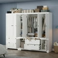 thumbnail image 2 of 71"H Wooden Armoire Wardrobe Closet, 6 Doors 2 Cabinets Modular Closet Storage Wardrobe Set with 5 Drawers, Shelves and Hanging Rod for Bedroom, 2 of 10