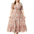 thumbnail image 2 of Amzcrzy Robes pour Femmes Robes d'Été pour Femmes Robes pour Femmes Robe d'Été Ample pour Femme à la Mode Col en V Manches Courtes Imprimée Robe Décontractée Grande Taille Robes pour Femmes aux Formes Robe d'Été, 2 of 5