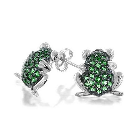 Bling Jewelry - Bling Jewelry Simulated Emerald CZ Frog Stud Earrings ...