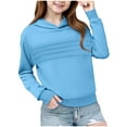 thumbnail image 2 of Spazoro Girls Swearshirts, Fall Winter Solid Color Long Sleeve Hooded Casual Pullover Tops for Girls Light Blue Size 13 T, 2 of 6