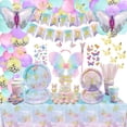 thumbnail image 1 of XJLANTTE 196 Pcs Butterfly Party Decorations - Including Plates, Tablecloth, Balloons, Banner, Stickers, Cups, Wing Set for Birthday Decorations, Fairy Supplies JY-10, 1 of 7
