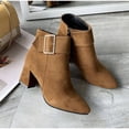 thumbnail image 1 of Botas de mujer 2022, botas informales de ante con tacón cuadrado, tacones altos para Mujer, botines de goma con punta en pico, Zapatos negros para Mujer37 Gao Jinjia LED, 1 of 2