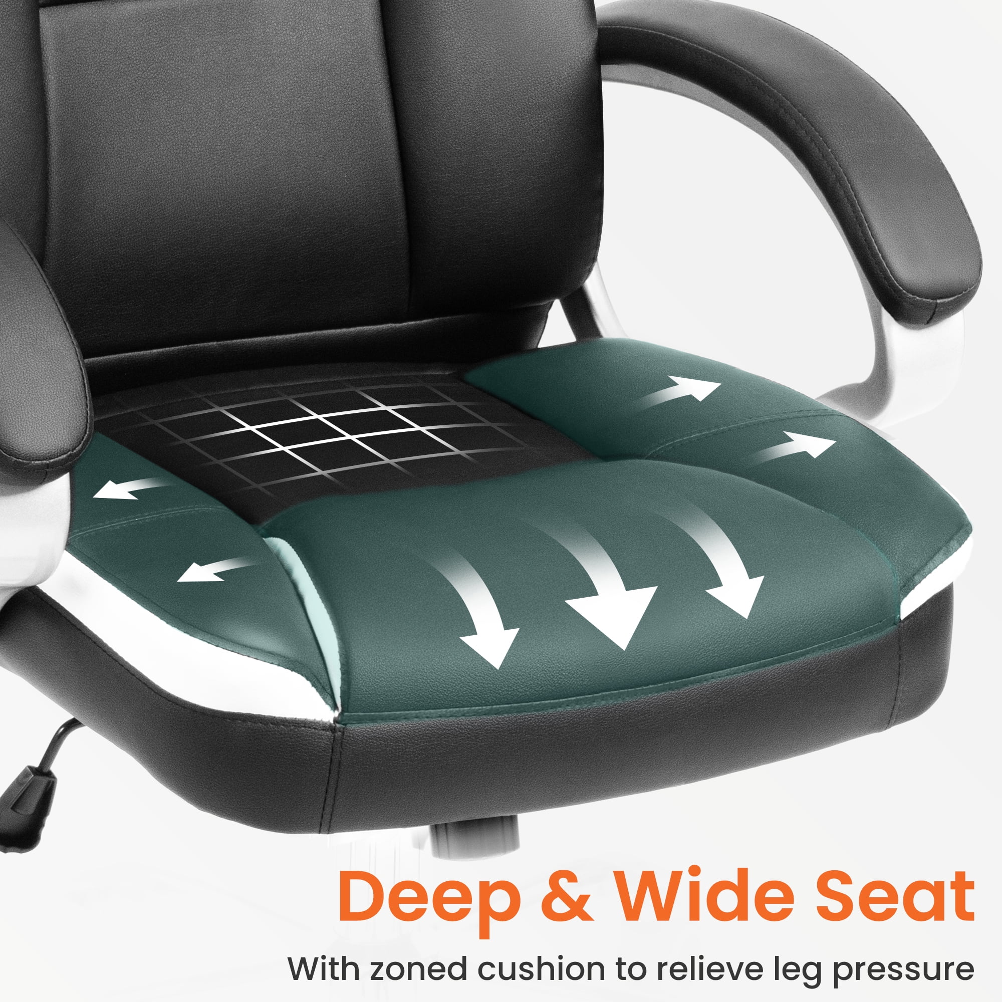 NEO CHAIR Home Office Chair, Heavy Duty Leather Office Chair, Ergonomic High Back Cushion Lumbar Back Support, Computer Desk Executive Chair for Work, 8 Hours Comfort, Black