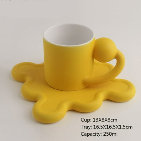 

HXAZGSJA Porcelain Coffee Mug Set with Star Shaped Saucers Creatives Couple Gift Cup for Hot & Cold Drinks of Tea Juice Coffee(Yellow)
