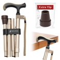thumbnail image 1 of Bastones plegables y ligeros Merry Sticks para mujeres y hombres, ajustables y plegables para personas mayores, con mango ergonómico antideslizante y una punta de repuesto adicional, color champán dor, 1 of 5