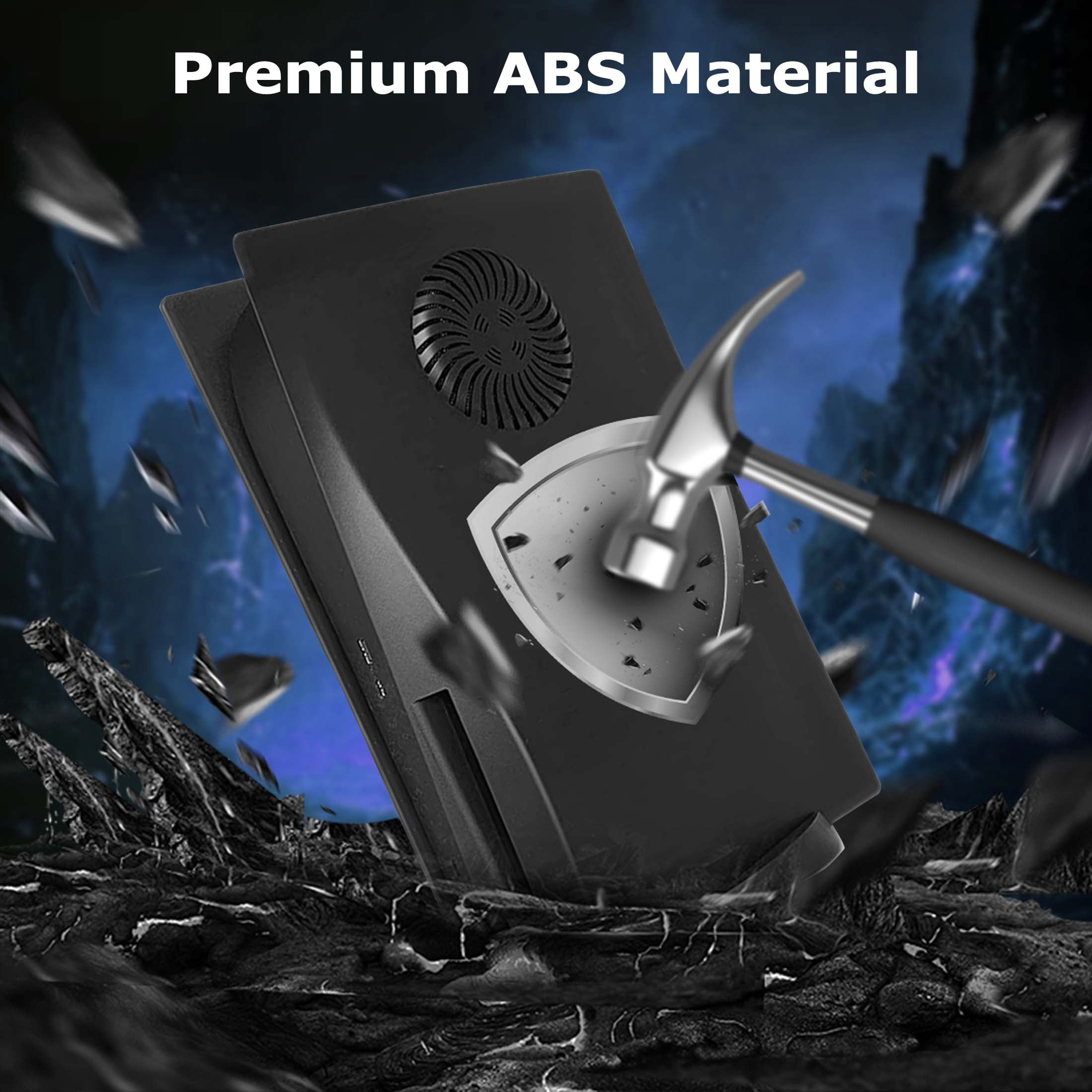 Faceplate for Original PS5 Disc Edition, PS5 Cover Plates with Cooling Vents & Dust Filter, Black