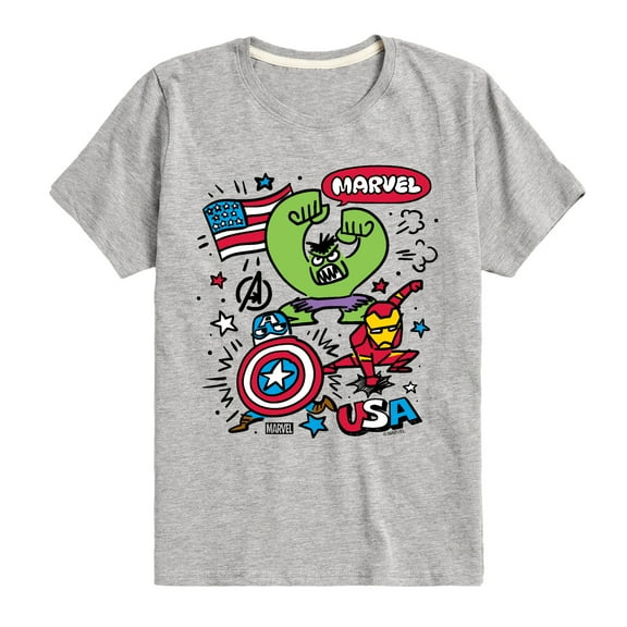 Marvel The Avengers - USA Sketch - Toddler And Youth Short Sleeve Graphic T-Shirt