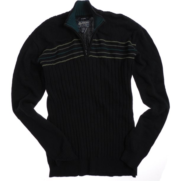 American Rag suéter de punto con cremallera de 1/4 para hombre, negro, mediano American Rag Tejer