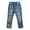 Blue-Sunflower, variant on EMMIOL Women's Mid Waist Ripped Wide Leg Flared Jeans Plaid Patch Boyfriend Distressed Denim Pants