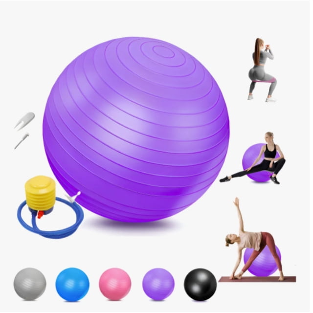 Pelota Fitness Anti-explosión 75cm Yoga Y Pilates Con Bomba Modelo Morado