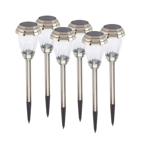 Smart Solar 3426WRM6-HP Charleston Solar LED Garden Path Lights, Pewter (6 Pack)