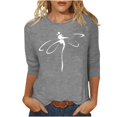 thumbnail image 1 of CHOK T-Shirt d'Été à Manches 3/4 Décontracté Motif Libellule pour Femmes Manches Trois-Quarts Chandail Col Rond T-Shirts Unis Tunique Élégante Confortable Marron TTG, 1 of 4
