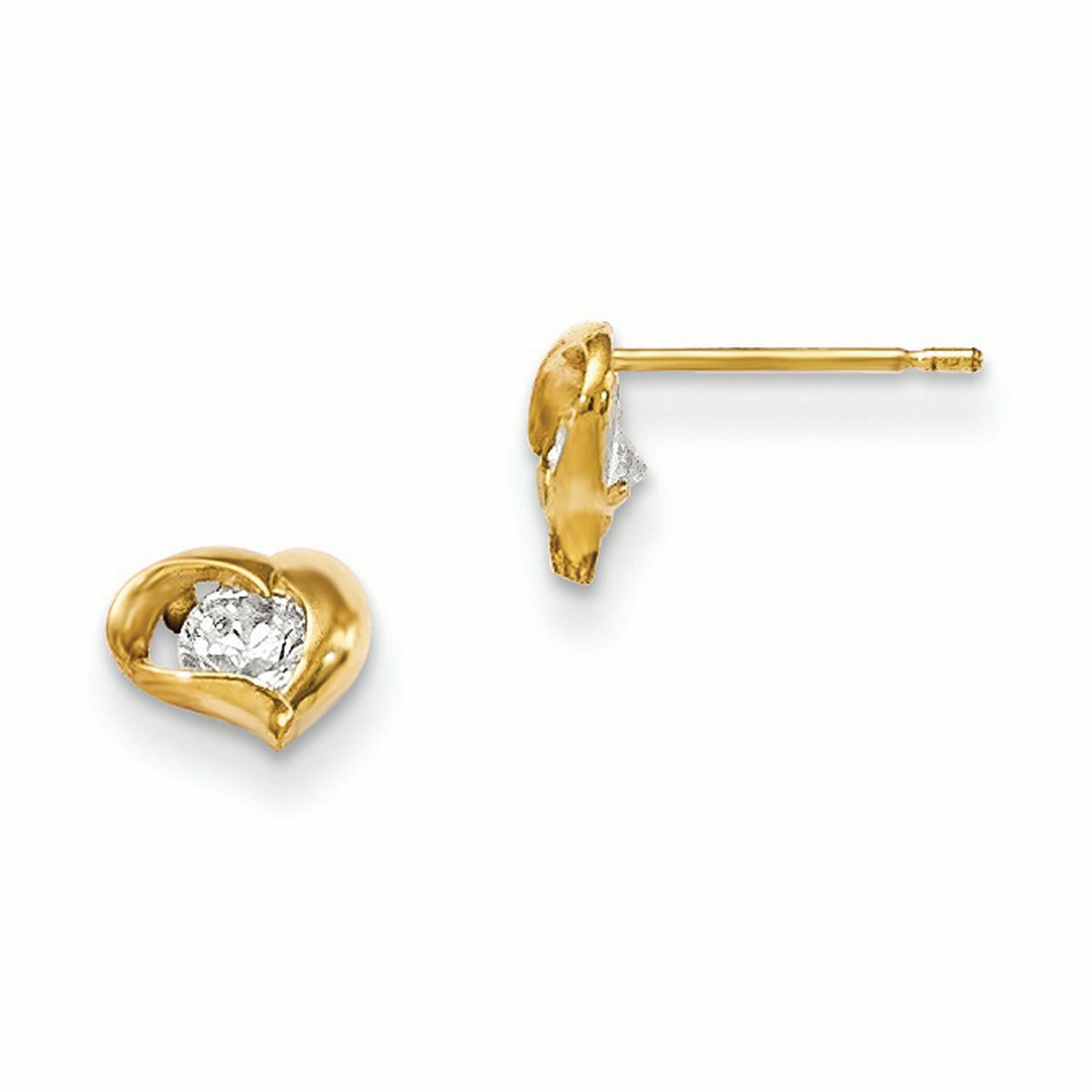 Details about   14K Yellow Gold Madi K Children's 6 MM CZ Heart Post Stud Earrings MSRP $72 