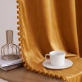 thumbnail image 6 of NICETOWN Pom Pom Velvet Curtains for Home Theater, Luxury Rod Pocket Velvet Drapes, Thermal Insulated Room Darkening Curtains, 52"x84", 2 Panels, Golden Brown, 6 of 10
