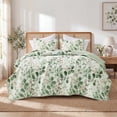 thumbnail image 2 of Regency Heights King Botanical Quilt Set, 3-Piece Reversible Floral Summer Quilt Coverlet Bedding Set, Green Quilted Bedspread with Shams for All Season, 2 of 11