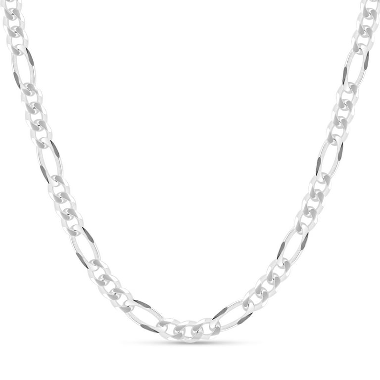 Men's FigaRope Chain Real Solid 925 Sterling Silver Necklace