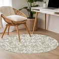 thumbnail image 5 of Farmhouse Sage Green Large Area Rugs for Bedroom Living Room, Soft Non Slip Carpet Bedside Rug, Vintage Flower Leaf Botanical Round Floor Cover Kitchen Accent Rug 4' for Dining Room/Office, 5 of 9