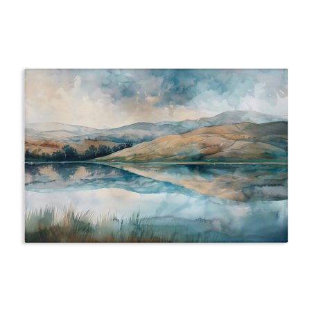 Stupell Industries Lake Reflecting Rolling Hills Canvas Wall Art design by LSR Creative Studio, 16 x 24