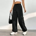 thumbnail image 2 of Women Casual Cargo Sweatpants High Waisted Drawstring Straight Leg Hiking Trousers With Functional Pockets For Everyday Wear Comfortable Sweatpants for Women Relaxed Fit Pant, 2 of 7