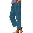 thumbnail image 2 of Blue Women's Casual Pants, Women'S Linen Printed Fashionable Simple Casual Loose Pants,Women's Casual Pants XXL, 2 of 5