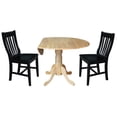 thumbnail image 3 of International Concepts Solid Wood 3-Piece Dining Set with 42 in. Dual Drop Leaf Table and 2 Slat Back Dining Chairs in Natural/Black, 3 of 8