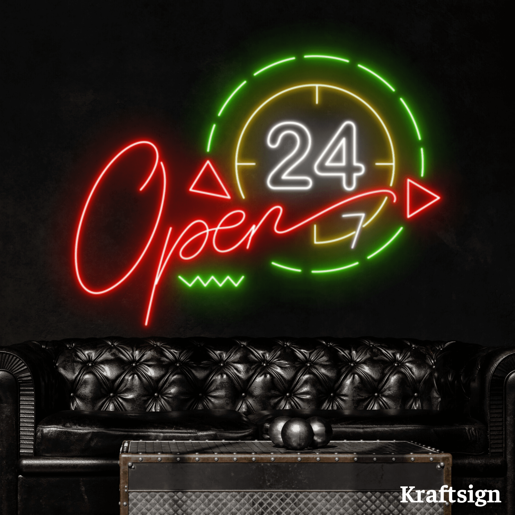 Craftnamesign Open 24h Neon Sign, Open Welcome LED Signage, Open Shop Decor
