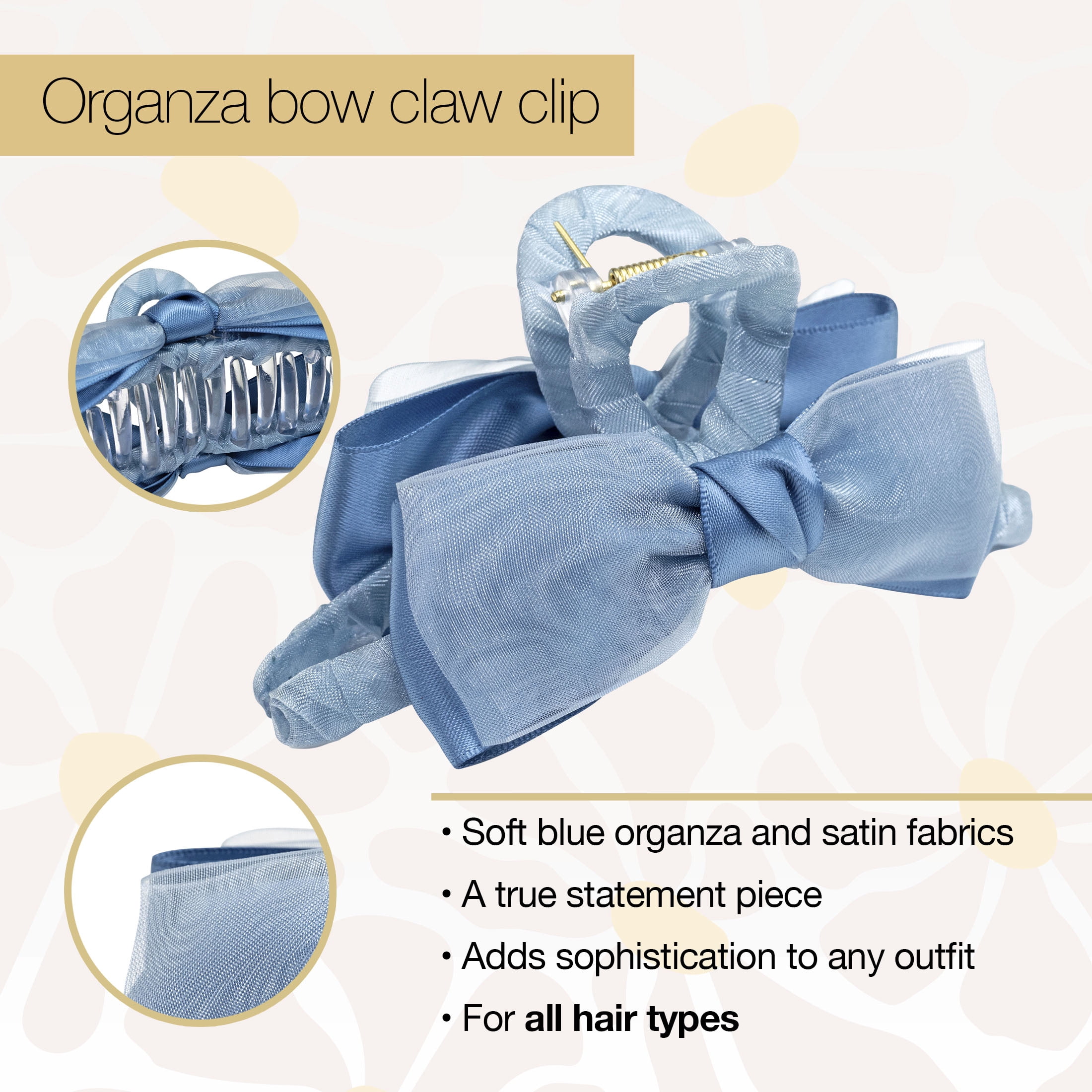 Scunci x Kelsey Anderson Bow Claw Clip, Blue, 1 count