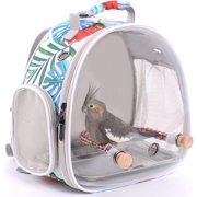 Halinfer Portable Transparent Bubble Bird Backpack with Perch, Small Bird Carrier