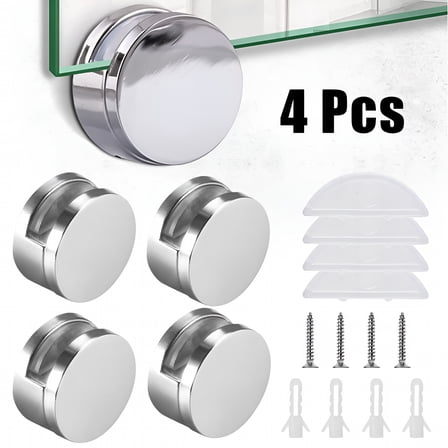 TALENO 4 Pcs Glass Mirror Clips,Mirror Wall Holder Clips Mirror Glass Hanging Bracket Glass Mounting Round Clips in Bathroom Mirror Fix Kit,for Home Bathrooms Dressing Table Zinc Alloy