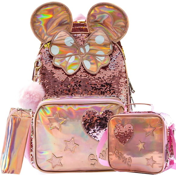 Mochila Meetbelify para niñas, escuela, 3 unidades con lonchera de 16 pulgadas