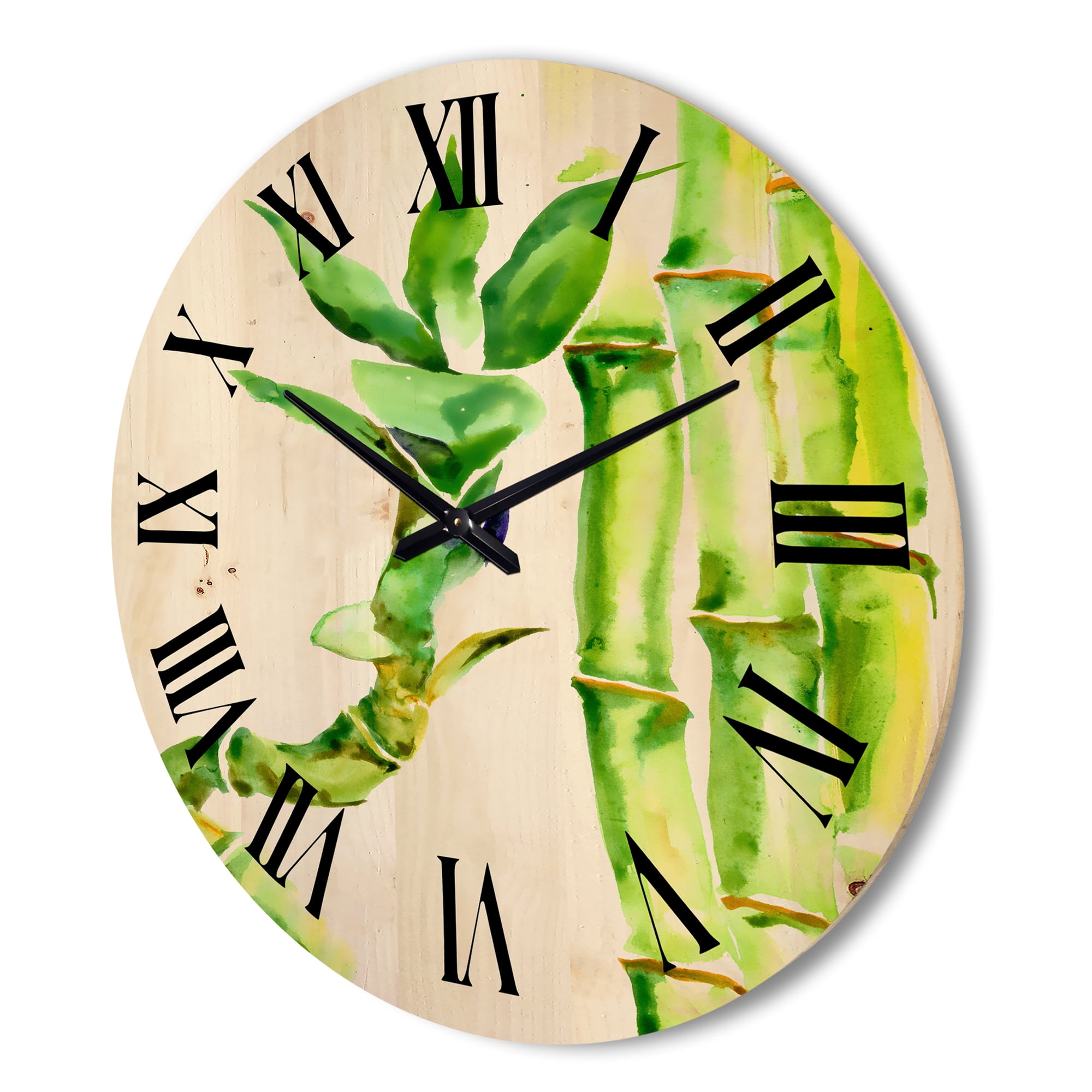 Designart 'The Forest of Bamboo Branches VI' Tropical Wood Wall Clock