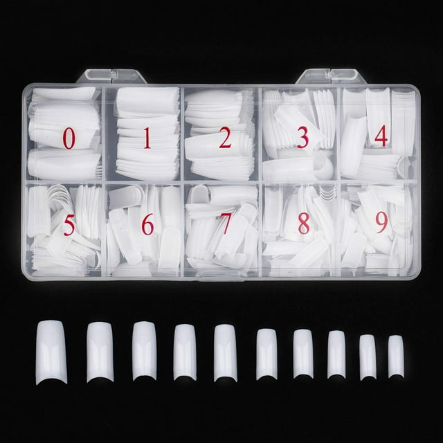 Puntas de uñas acrílicas, blancas, 500 piezas, puntas de uñas artificiales francesas para salón de arte de uñas y hogar DIY Zhivalor WMZL-268-3