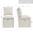 thumbnail image 4 of Duhome Upholstered Armless Dining Chair with Linen Fabric, Down Cushion & 4 Casters, 4 of 7