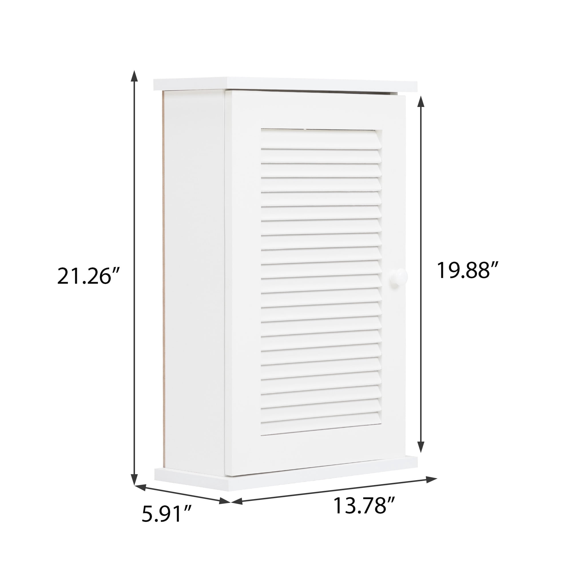 JAXPETY White 3-Tier Bathroom Wall Storage Cabinet with Single Louvered Door, Bathroom Medicine Cabinet, Adjustable Shelf Over-The-Toilet Organizer