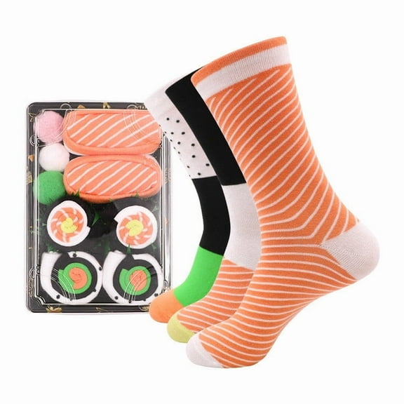 Qiweii Sushi Socks Box Custom Design Funny Weird Sushi Food Creative Socks with Box Package cotton socks