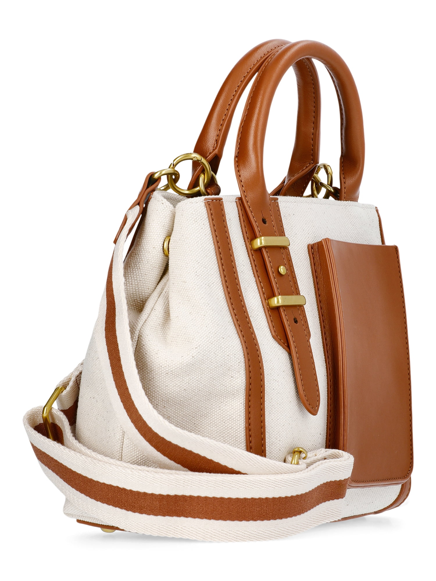 Free Assembly Women's Mixed Media Canvas Satchel - Classic Handbag