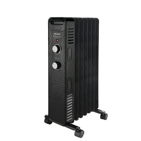 Appareil de chauffage électrique radiant à 3 réglages, 1500 W, mécanique, à l'huile, en noir