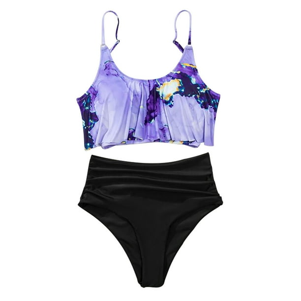 2 Piece Swimsuit for Women Tummy Control Bikini Sets High Waisted