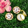 thumbnail image 2 of Koyal Wholesale Gold Compact Mirror Bridesmaid's Wedding Gift, Marsala Burgundy Maroon Flowers , Monogram Letter G, 1-Pk, 2 of 5
