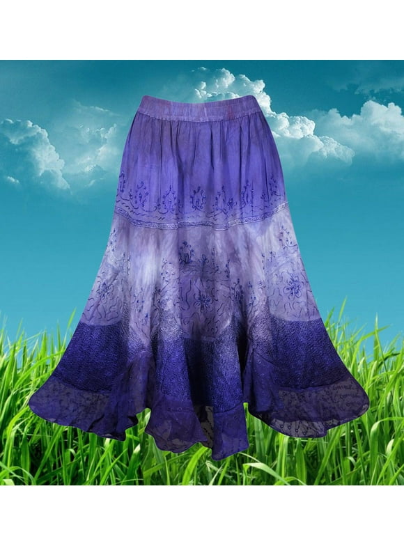 Stomy Clouds Renaissance Long Skirt, Embroidered Tie Dye Boho Skirts , Elastic Waist Skirt, Handmade Skirts S/M/L