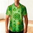 thumbnail image 4 of Awdenio Mens Shirts Casual St Patricks Day Shirts Clover St Pattys Day Funny Hat Dwarf Green Printed Short Sleeve Button Down Shirt, 4 of 8