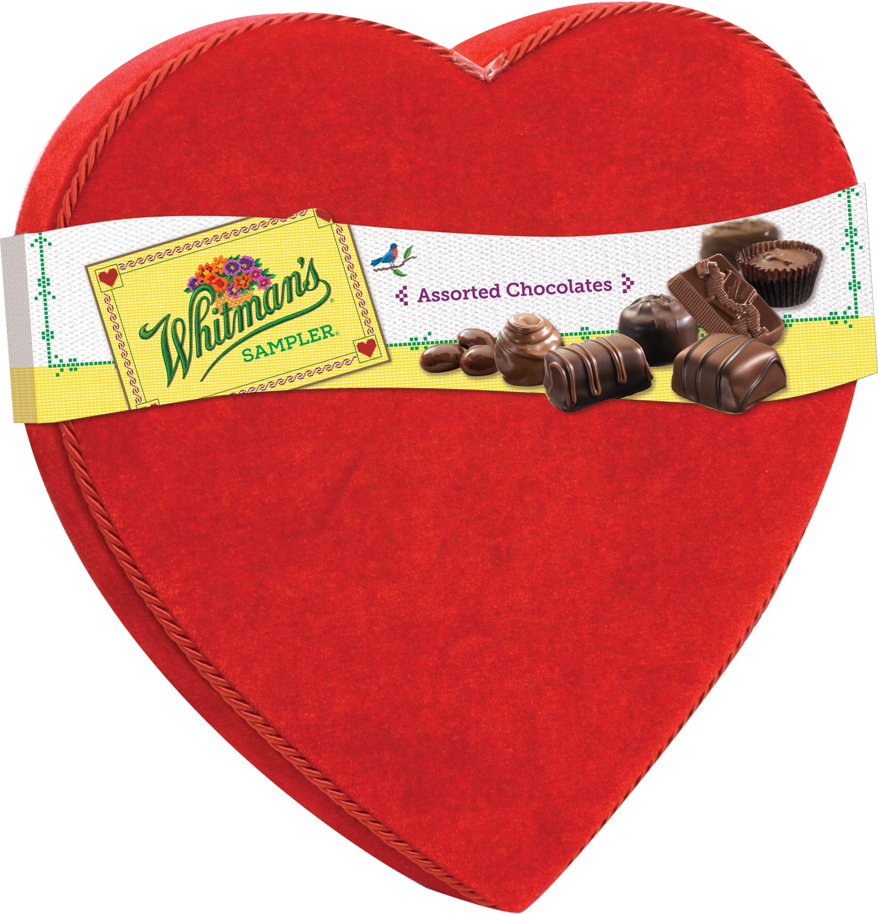 Whitman's Sampler Assorted Chocolates Valentine Velvet Heart Box, 22 Oz