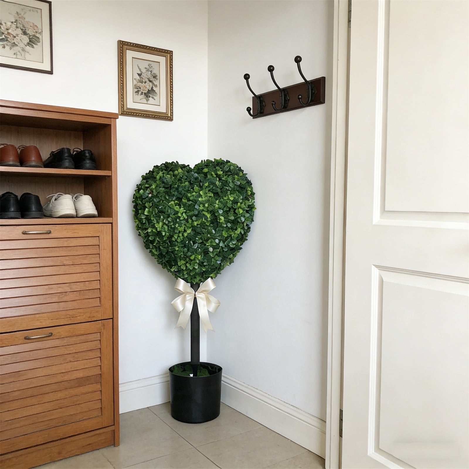 RBCKVXZ 2.5 Ft Heart Topiary Outdoor - Valentine's Day Heart Shaped Topiary Trees with Satin Bow Artificial Decorations Ball Planter Pots for Indoor Outdoor Porch Home