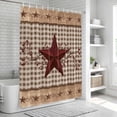thumbnail image 5 of Shower Curtain Barn Star Berry Bathroom Curtains with Hooks, Waterproof Fabric Wooden Brown Buffalo Plaid Bath Shower Curtains Set for Bathroom Bathtubs Decor 36x72 Inch, 5 of 9