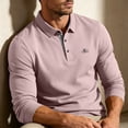 thumbnail image 6 of Long Sleeve Polos Shirt For Men Fashion Casual Breathable Golf T Shirts Lapel Button Business Office Wear (3XL, Pink), 6 of 7