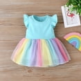 thumbnail image 4 of WIBACKER Toddler Baby Girl Short Sleeve Tutu Dress Kids Summer Pricess Dresses Party Tulle Rainbow Sundress, 4 of 8