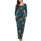 thumbnail image 1 of Puntoco Pijamas para mujer, conjunto de pijamas con bolsillos, camisa de manga larga, pantalones y estampados casuales a la moda para mujer, 1 of 5