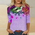 thumbnail image 4 of DDAPJ pyju 3/4 Sleeve Tops for Women Mardi Gras Shirts Casual Round Neck Blouse Funny Mask Graphic Tees New Orleans Carnival Party Tee Shirt Fashion Multicolor XL, 4 of 5